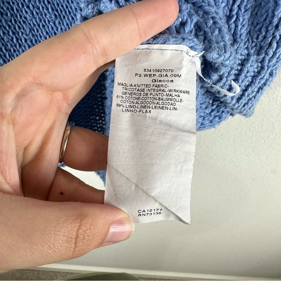 Weekend MaxMara Blue Linen Cotton Button Up Cardigan Size Small - Picture 6 of 9